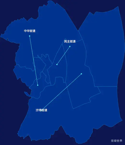 echarts湛江市赤坎区geoJson地图自定义引导线